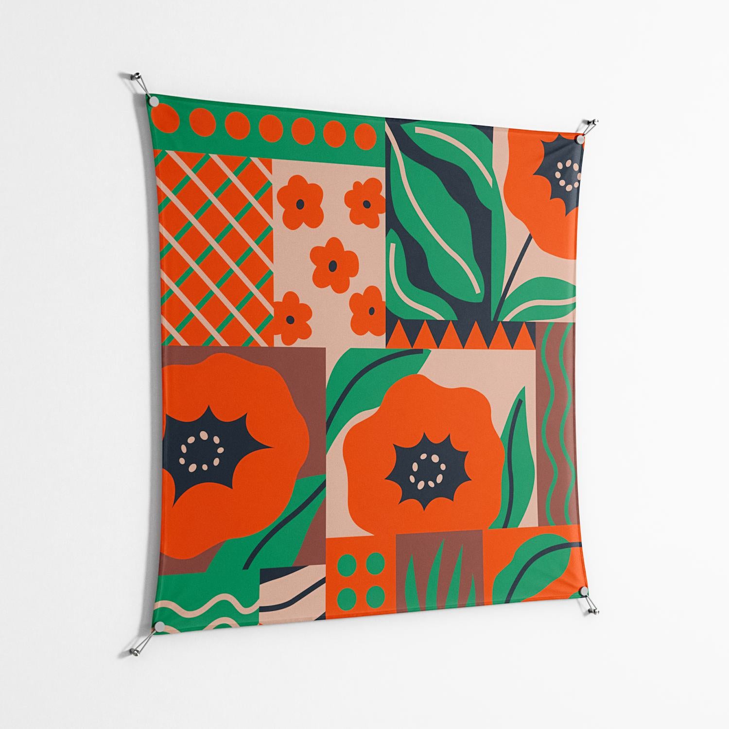 Flower B - Work On Wall - Heather Zhou - Silver - 140 x 140 cm