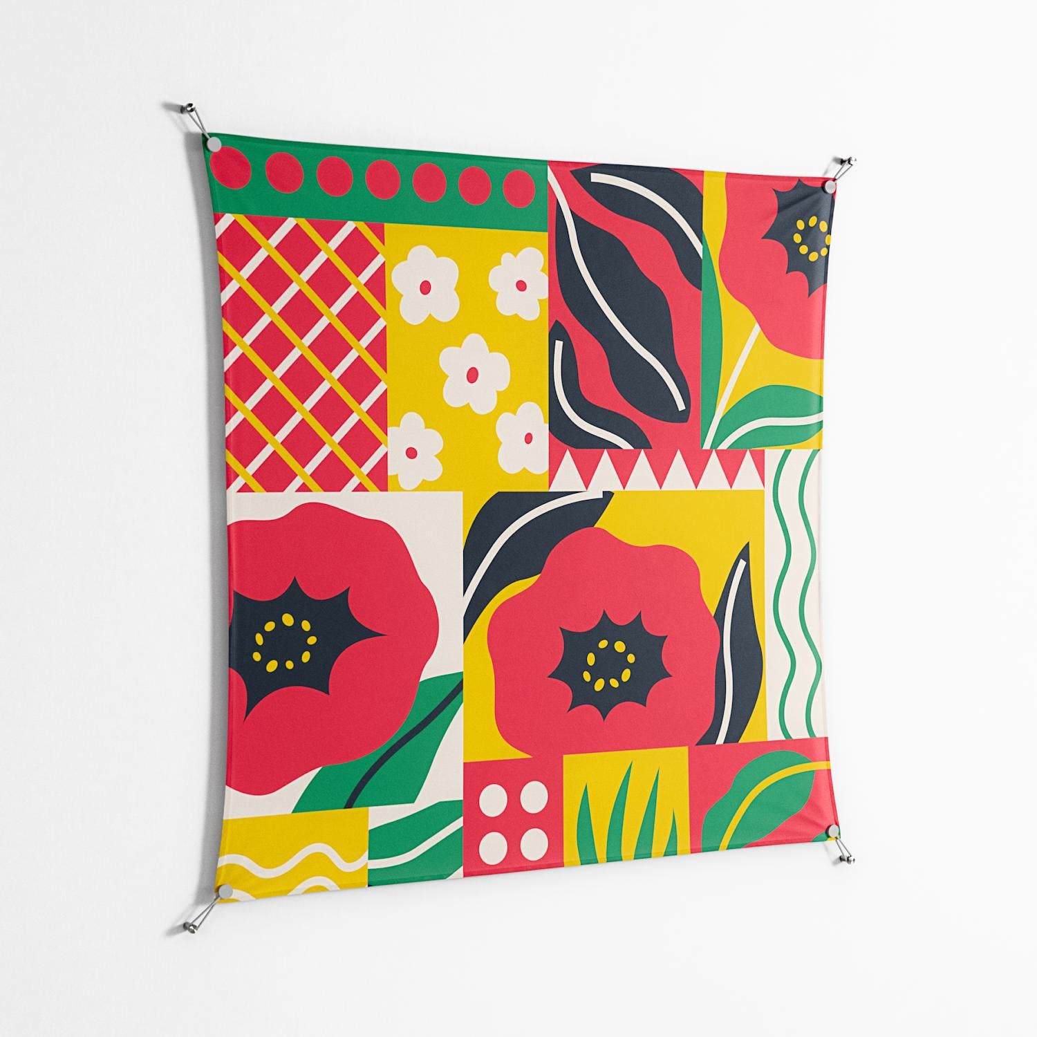Flower C - Work On Wall - Heather Zhou - Silver - 140 x 140 cm