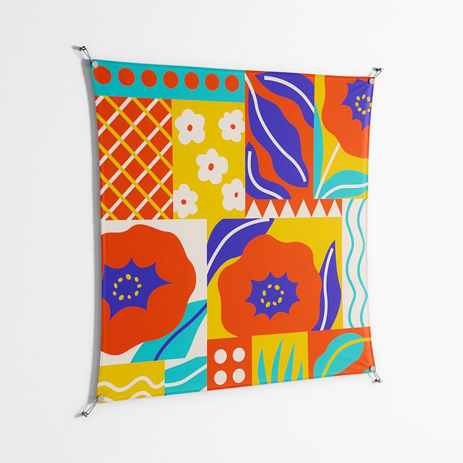 Flower A - Work On Wall - Heather Zhou - Silver - 140 x 140 cm