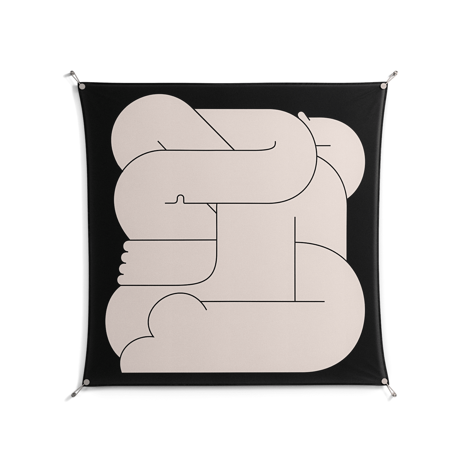 Hug 1 - Work On Wall - Andrea Devia-Nuño - Silver - 140 x 140 cm