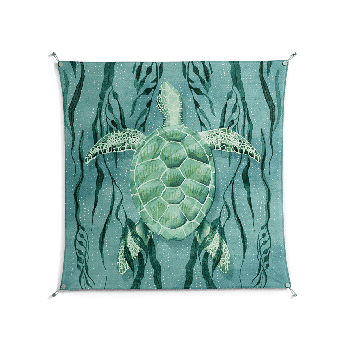 Turtle With Kelp - Work On Wall - Katie O’Shea - Silver - 140 x 140 cm