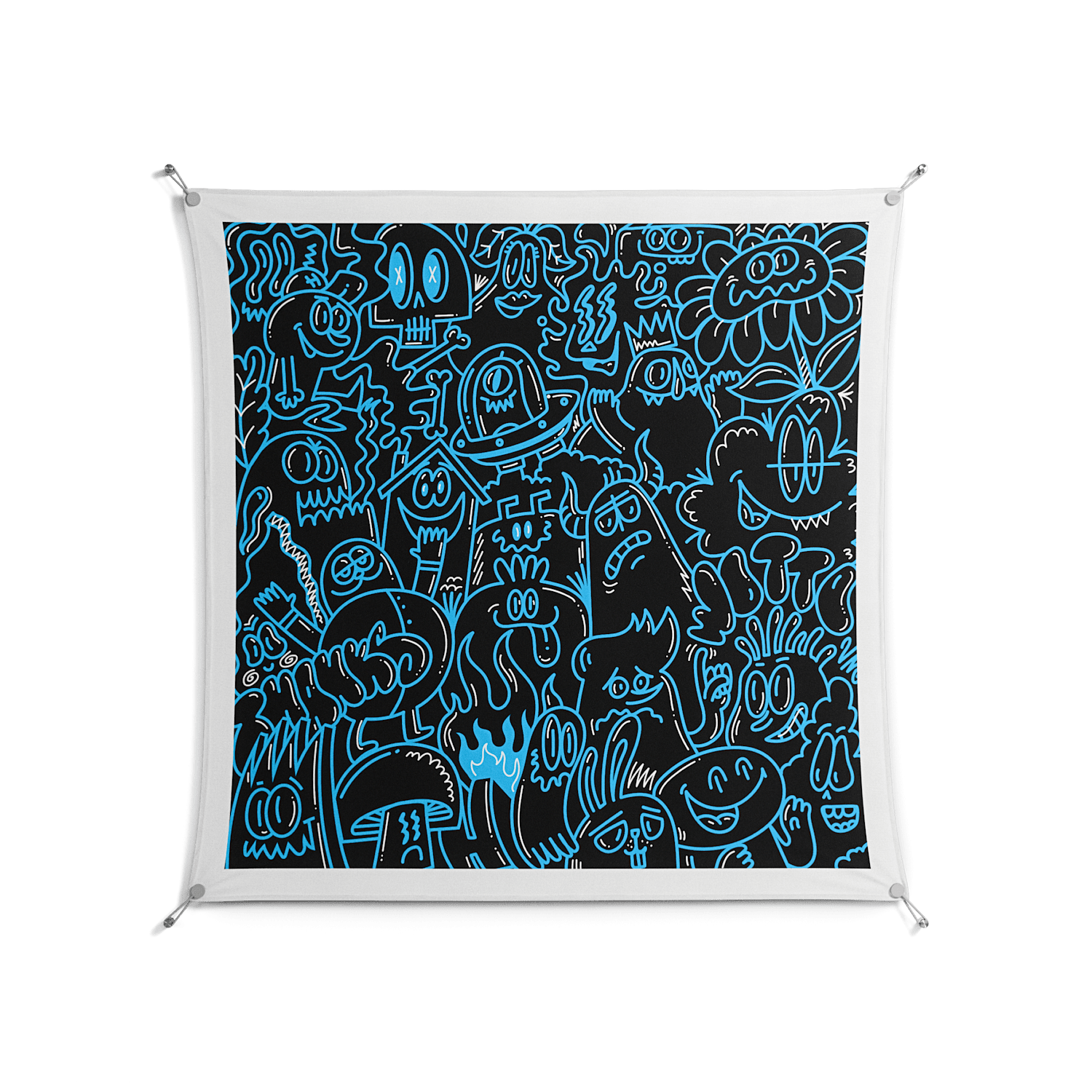 Blue Wotto - Work On Wall - Craig Watkins - Silver - 140 x 140 cm