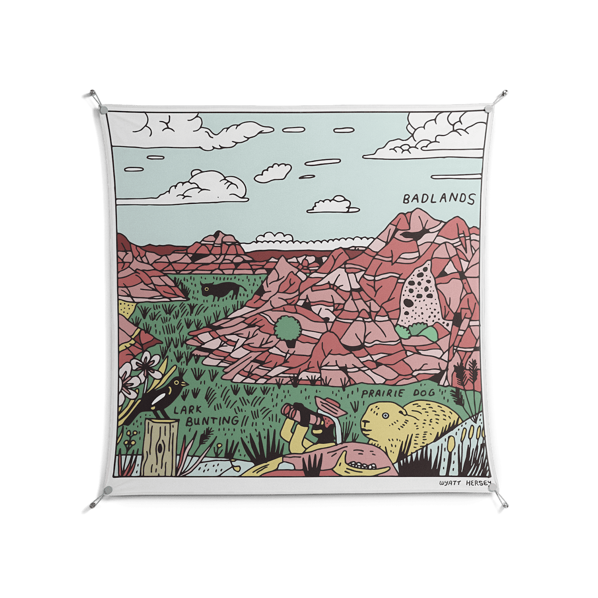 Badlands - Work On Wall - Wyatt Hersey - Silver - 140 x 140 cm