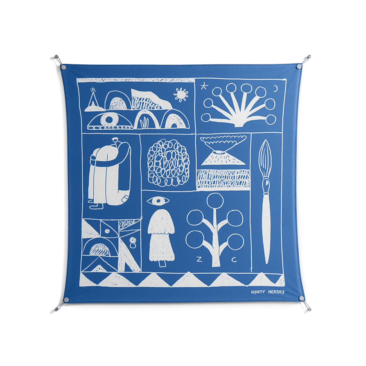 Tapestry - Work On Wall - Wyatt Hersey - Silver - 140 x 140 cm