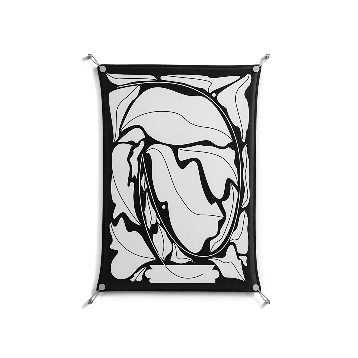 White Flowers - Work On Wall - Konrad Blaszczyk - Silver - 70 x 100 cm