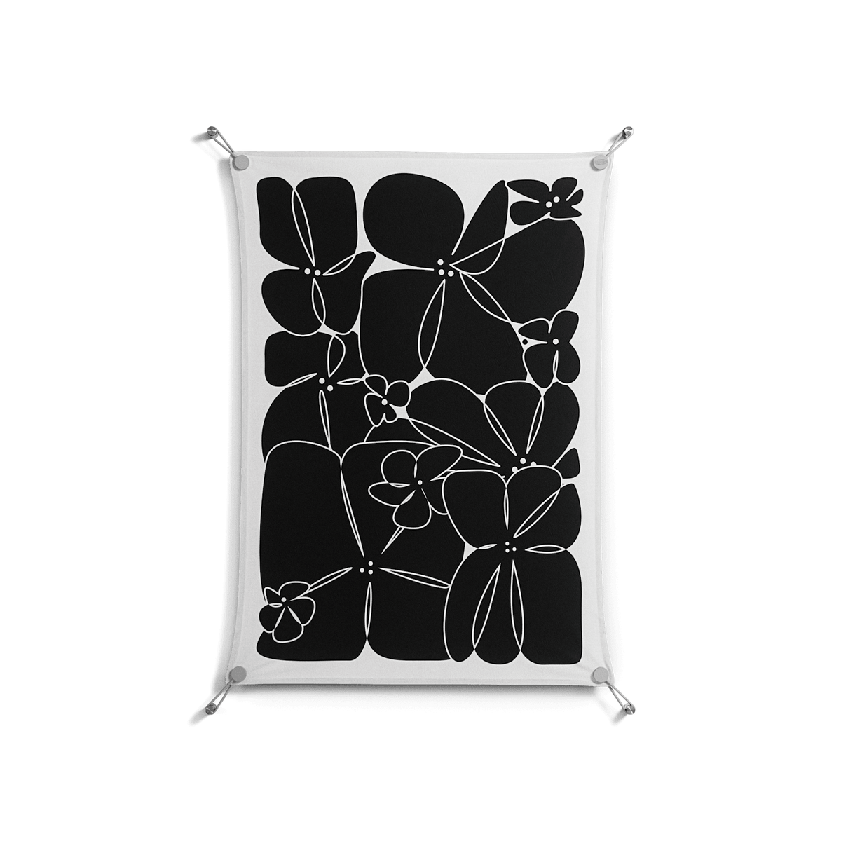 Black Flowers - Work On Wall - Konrad Blaszczyk - Silver - 70 x 100 cm