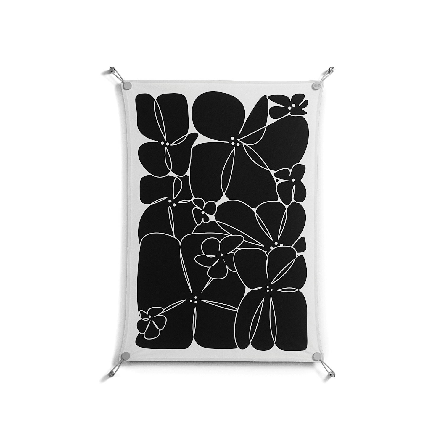 Black Flowers - Work On Wall - Konrad Blaszczyk - Silver - 70 x 100 cm