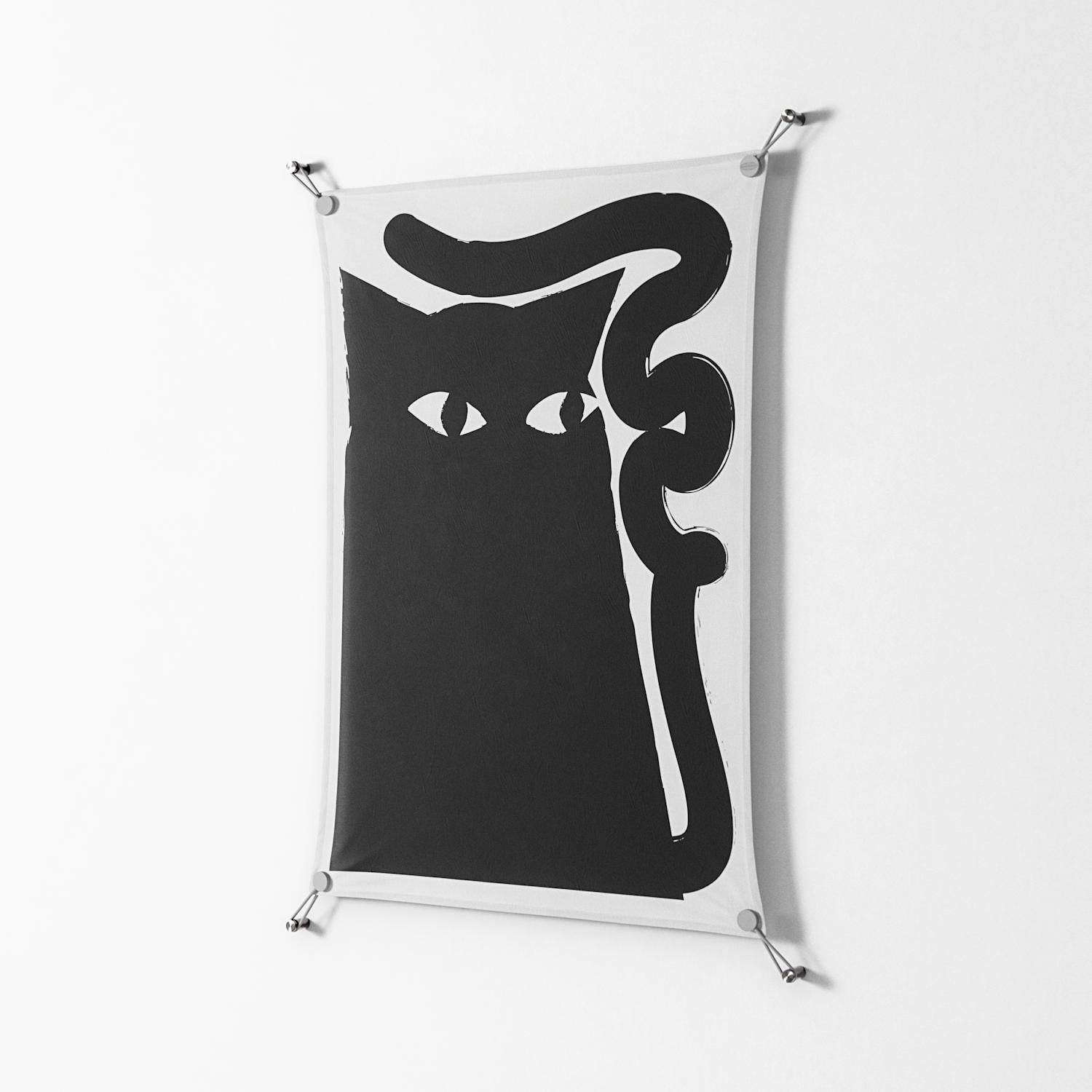 Black Cat - Work On Wall - Konrad Blaszczyk - Silver - 70 x 100 cm