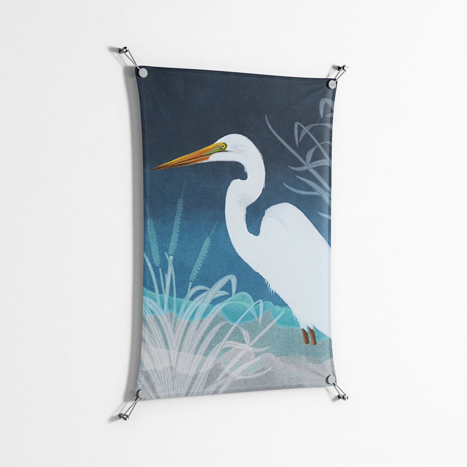 Egret - Work On Wall - Katie O’Shea - Silver - 70 x 100 cm