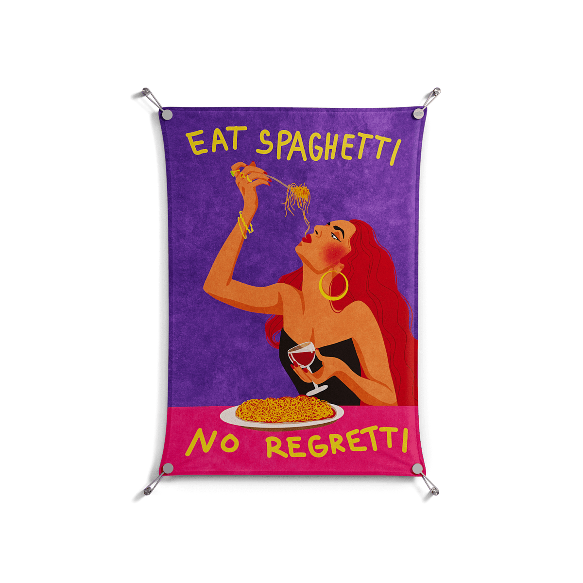 Eat Spaghetti No Regretti - Work On Wall - Raissa Oltmanns - Silver - 70 x 100 cm