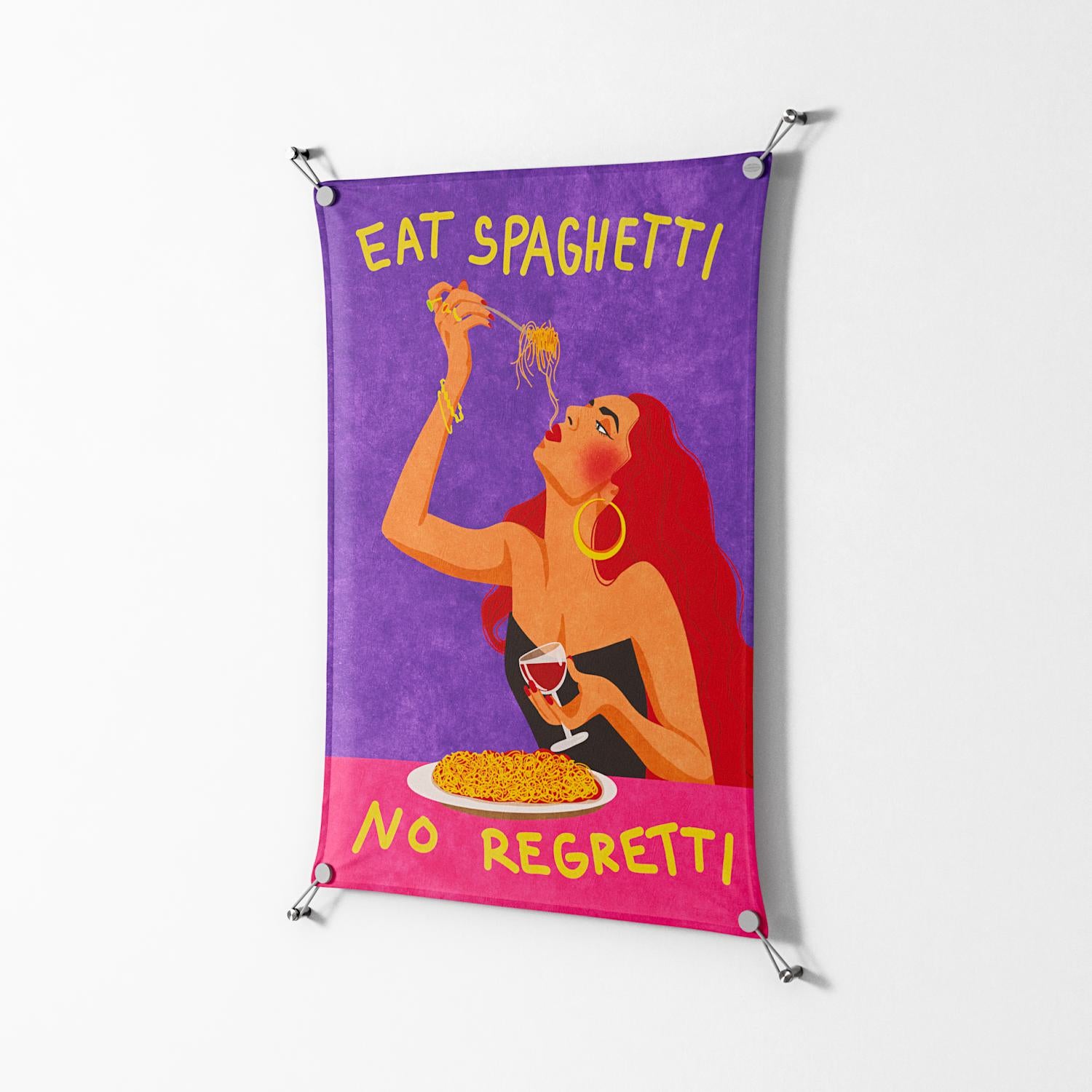 Eat Spaghetti No Regretti - Work On Wall - Raissa Oltmanns - Silver - 70 x 100 cm