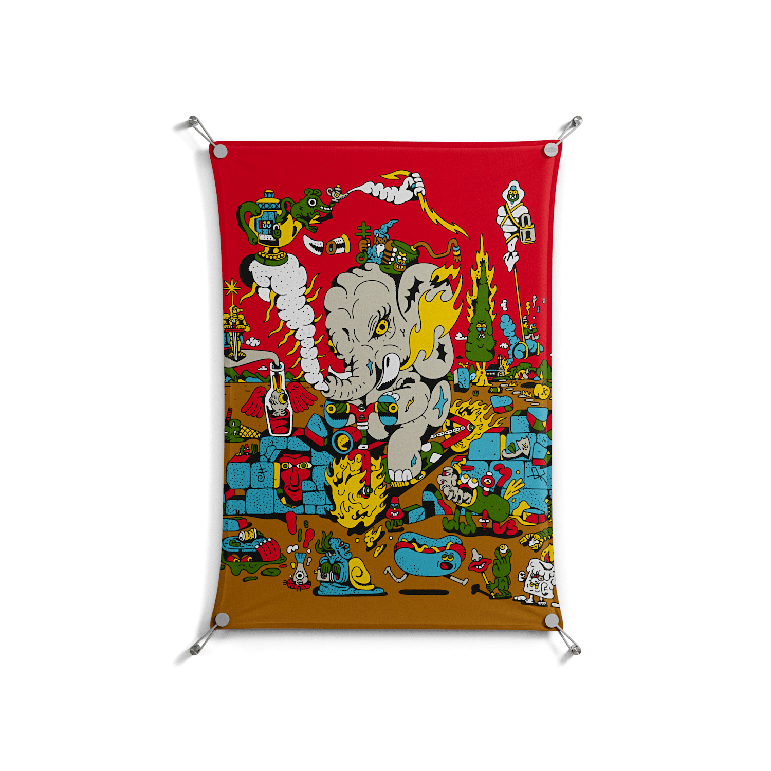 Ganesha - Work On Wall - Cezar Berje - Silver - 70 x 100 cm