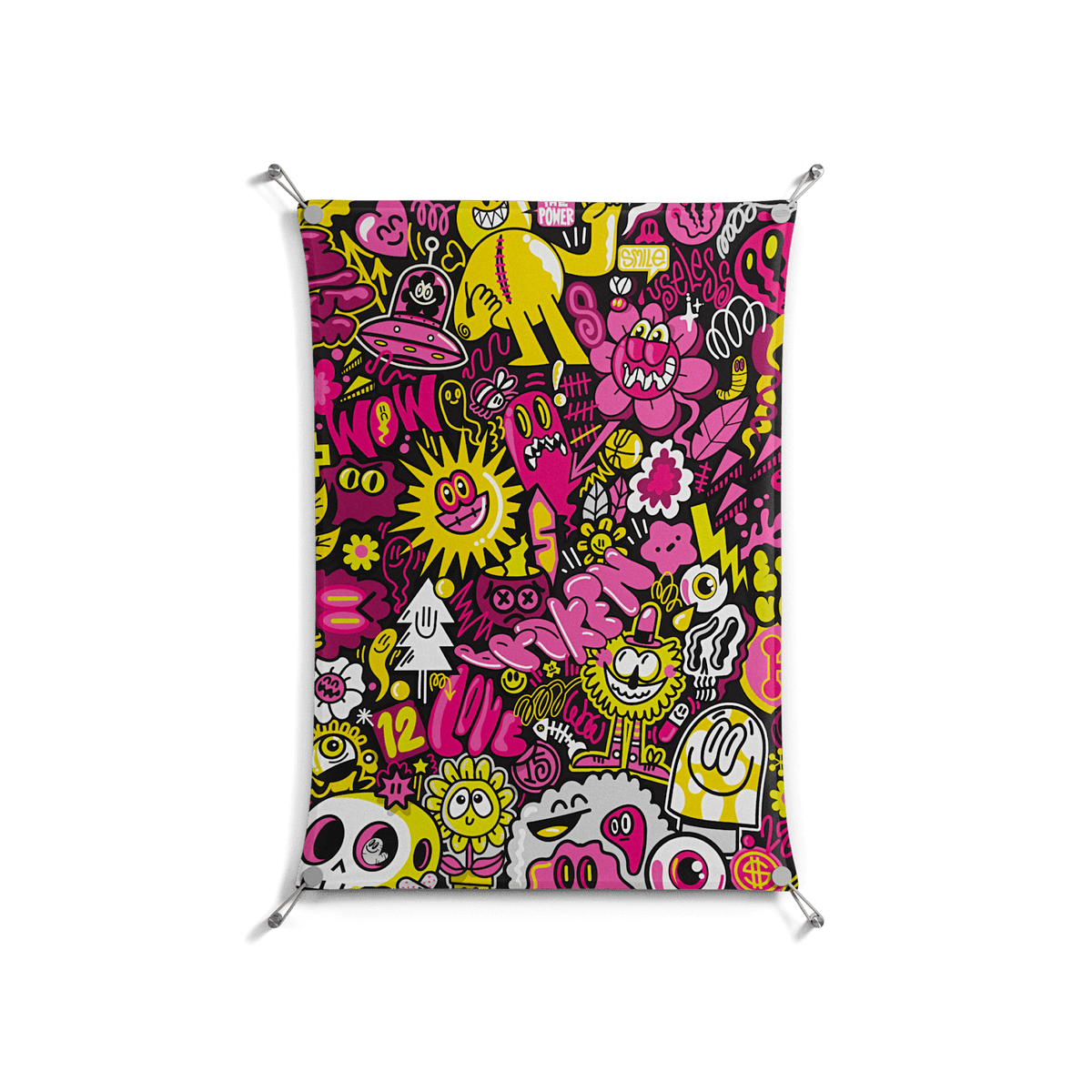 Pinky & Yellow - Work On Wall - Craig Watkins - Silver - 70 x 100 cm