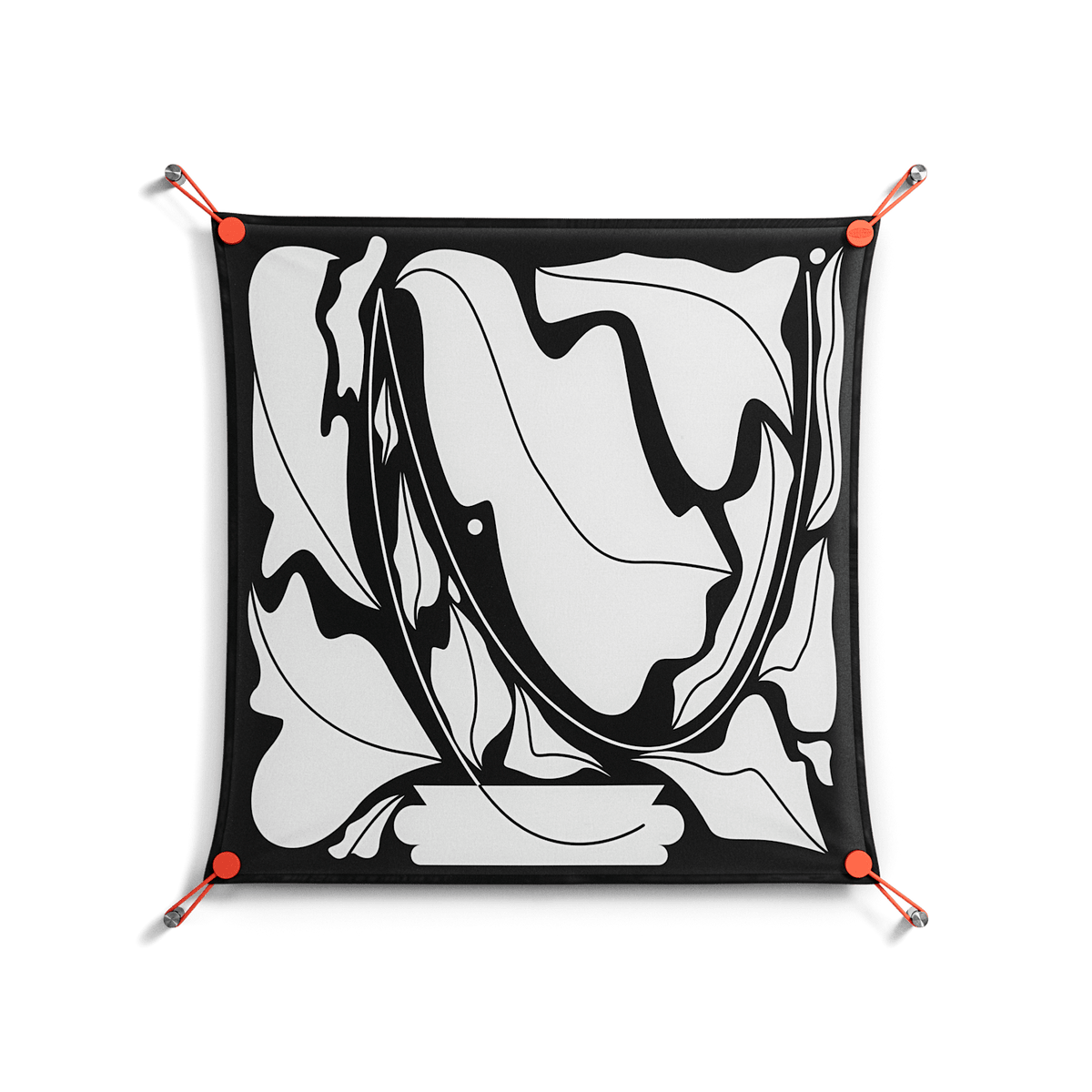 White Flowers - Work On Wall - Konrad Blaszczyk - Orange - 70 x 70 cm