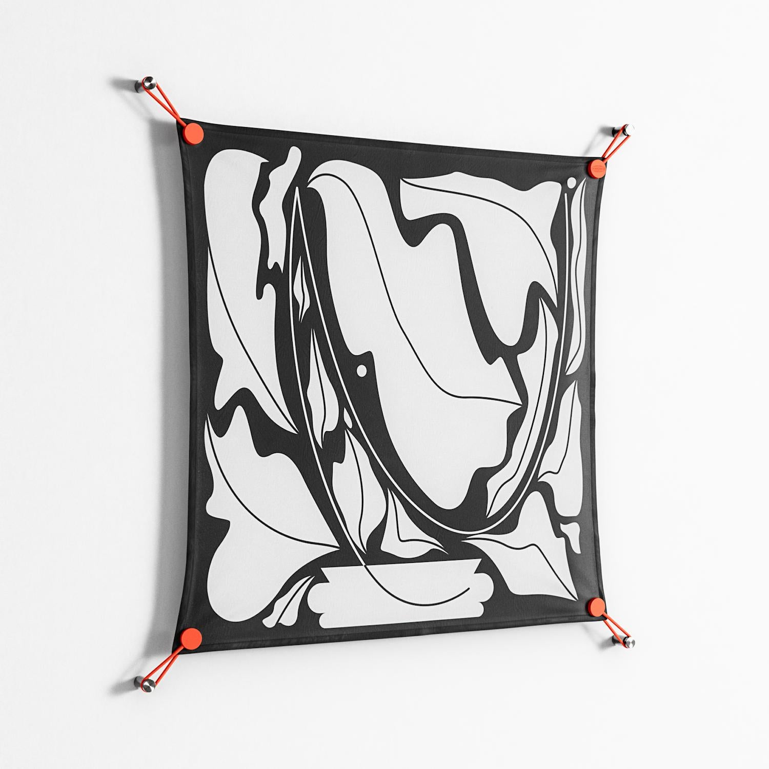 White Flowers - Work On Wall - Konrad Blaszczyk - Orange - 70 x 70 cm