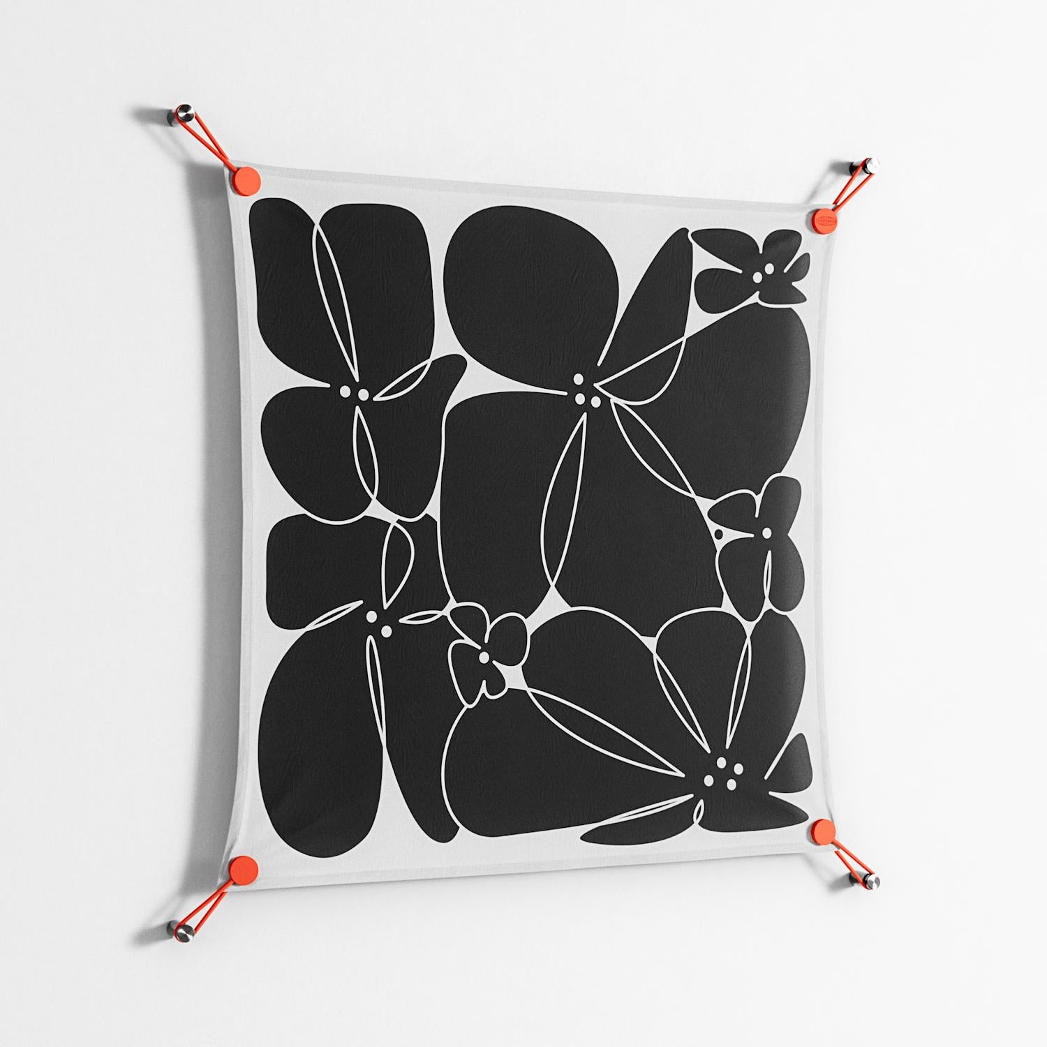 Black Flowers - Work On Wall - Konrad Blaszczyk - Orange - 70 x 70 cm