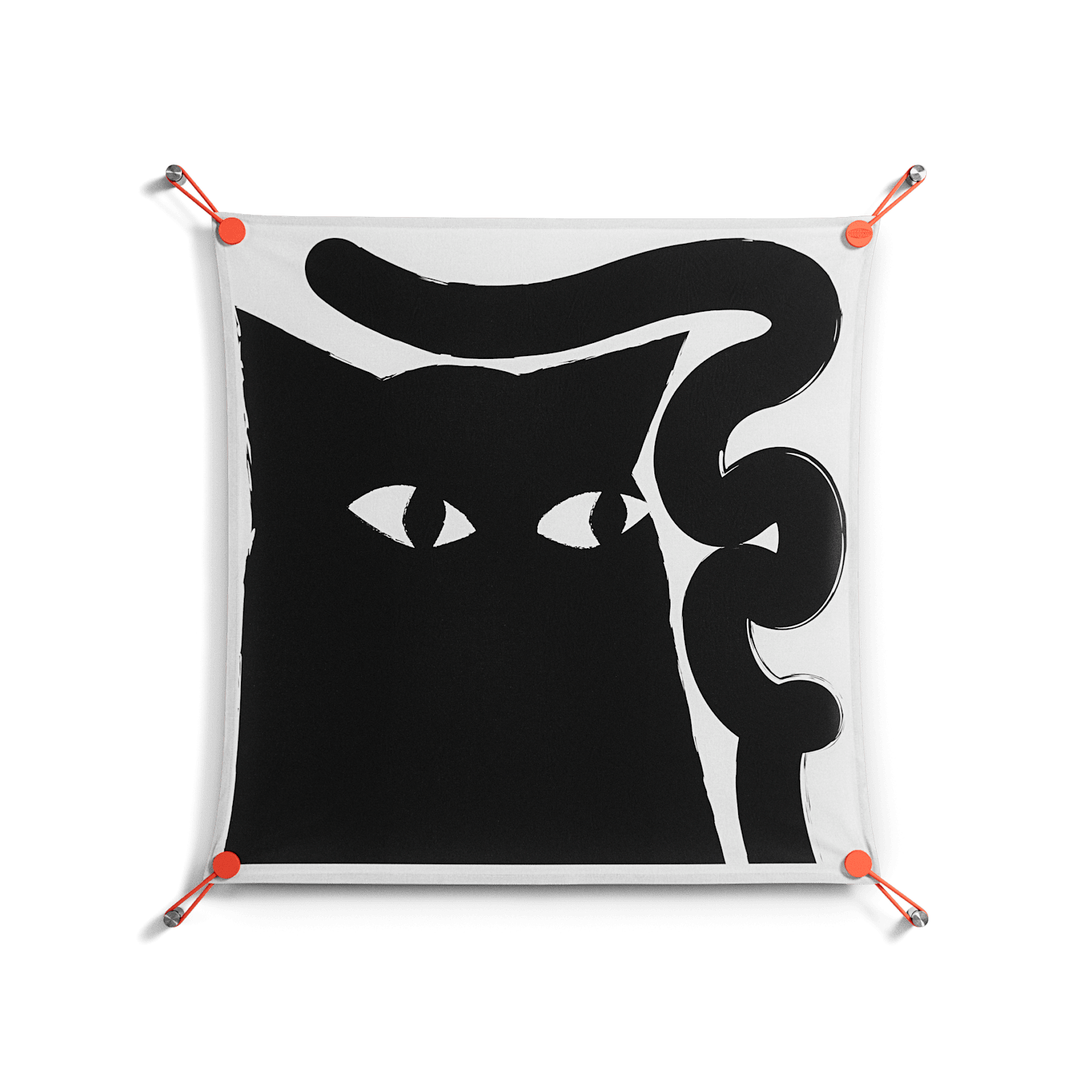 Black Cat - Work On Wall - Konrad Blaszczyk - Orange - 70 x 70 cm