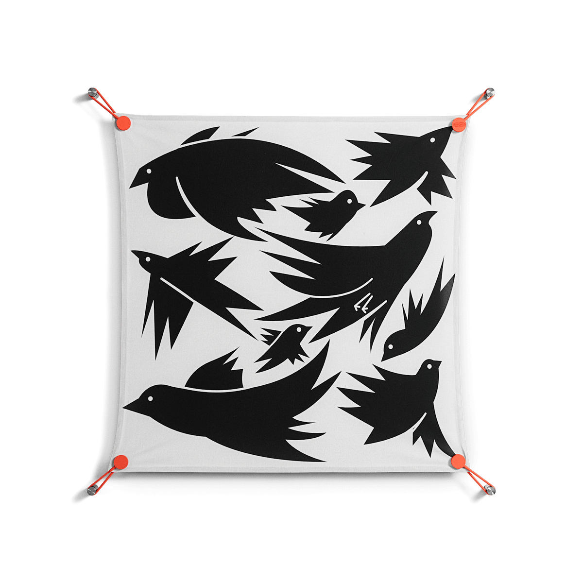 Black Birds - Work On Wall - Konrad Blaszczyk - Orange - 70 x 70 cm
