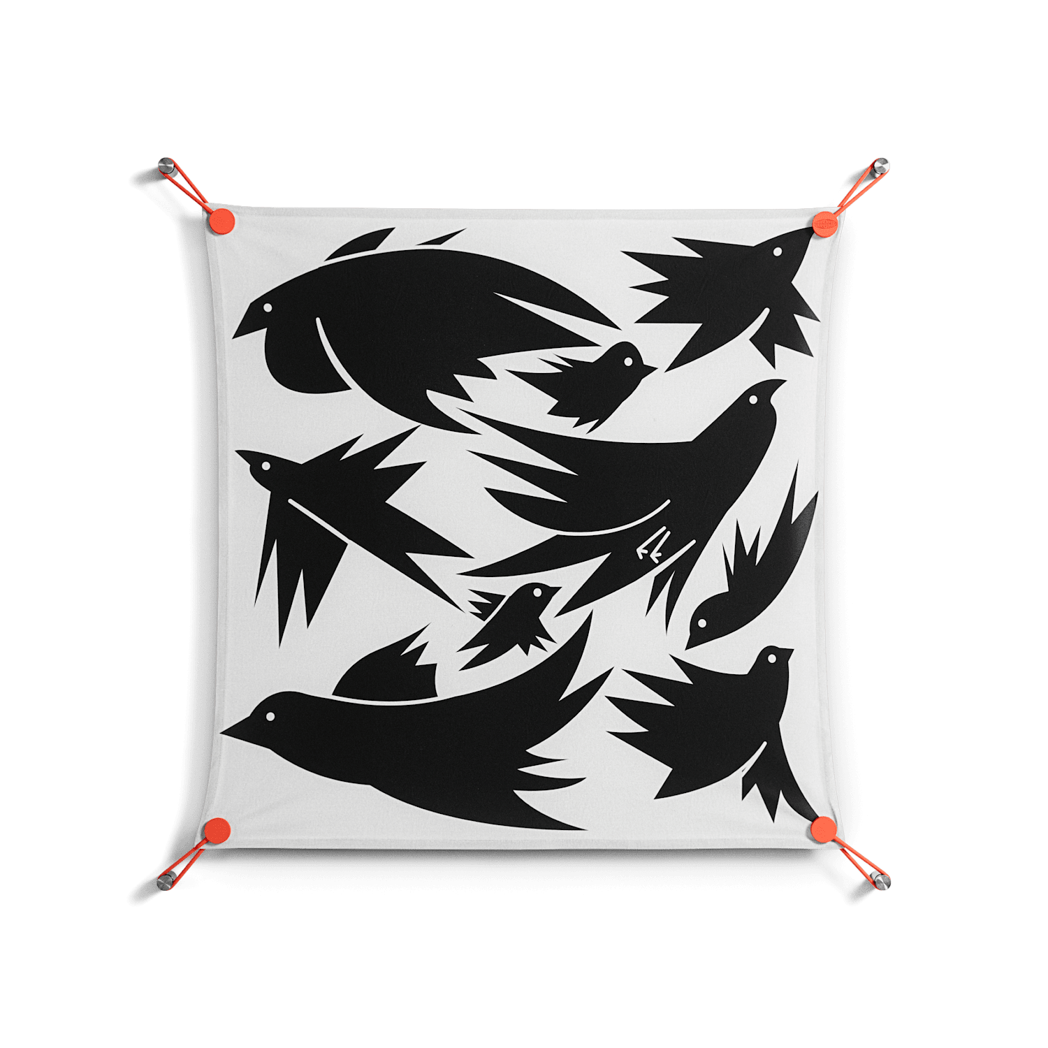 Black Birds - Work On Wall - Konrad Blaszczyk - Orange - 70 x 70 cm