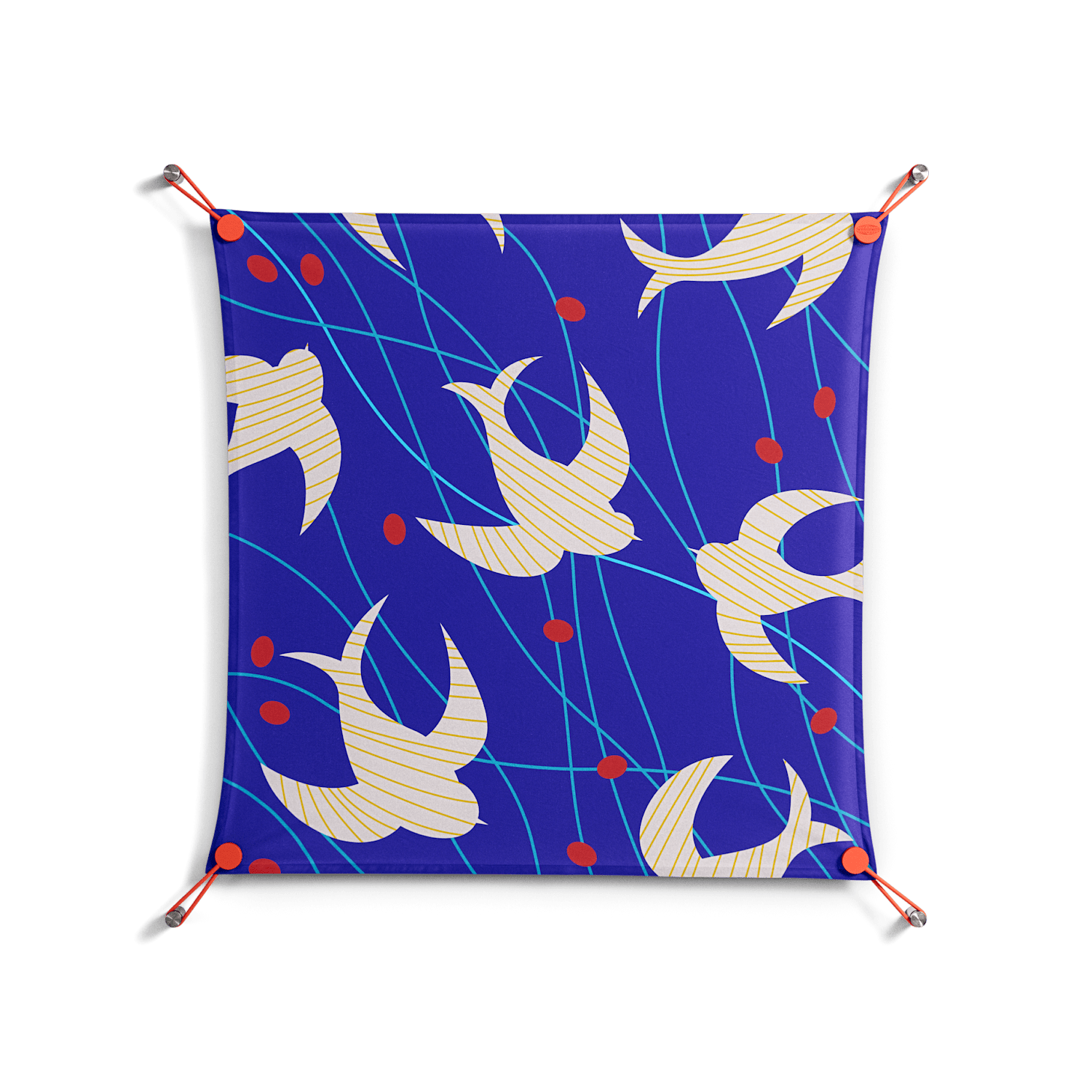 Birds A - Work On Wall - Heather Zhou - Orange - 70 x 70 cm