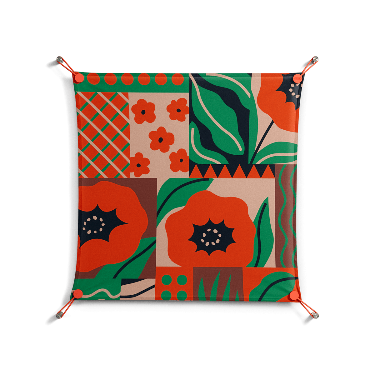 Flower B - Work On Wall - Heather Zhou - Orange - 70 x 70 cm