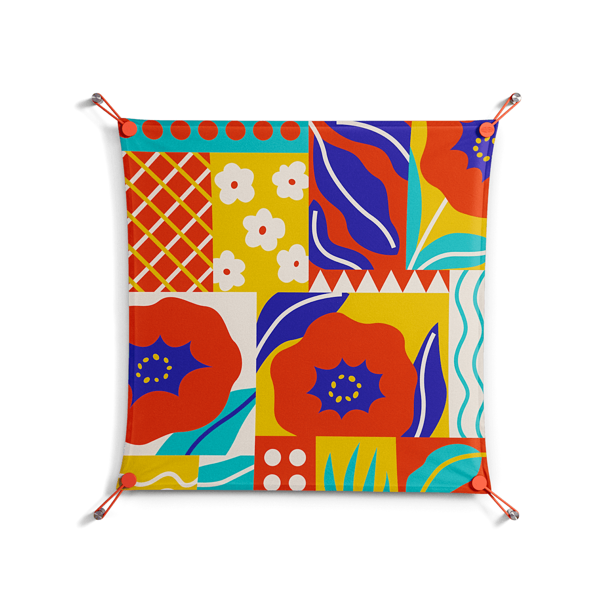 Flower A - Work On Wall - Heather Zhou - Orange - 70 x 70 cm