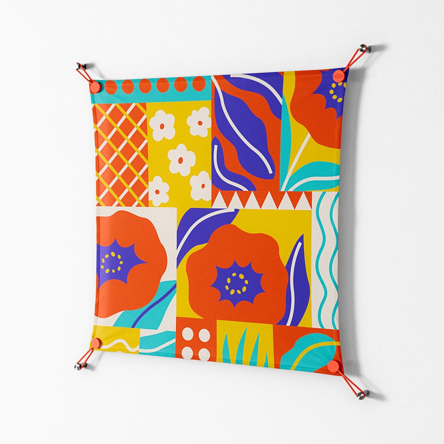 Flower A - Work On Wall - Heather Zhou - Orange - 70 x 70 cm