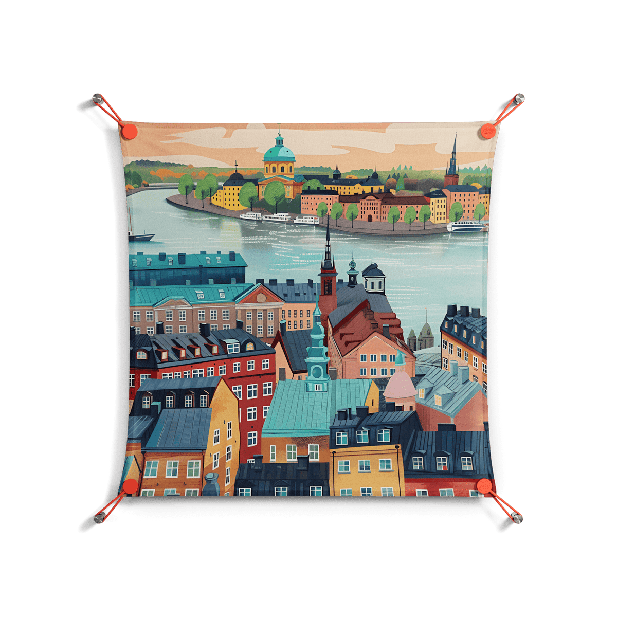 Gamla Stan - Work On Wall - Nur Rydberg - Orange - 70 x 70 cm