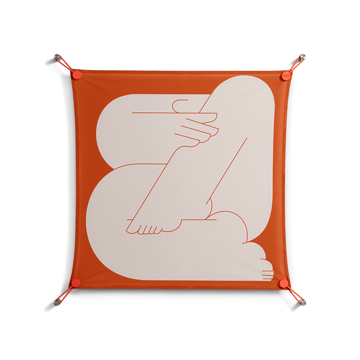 Rest 2 - Work On Wall - Andrea Devia-Nuño - Orange - 70 x 70 cm