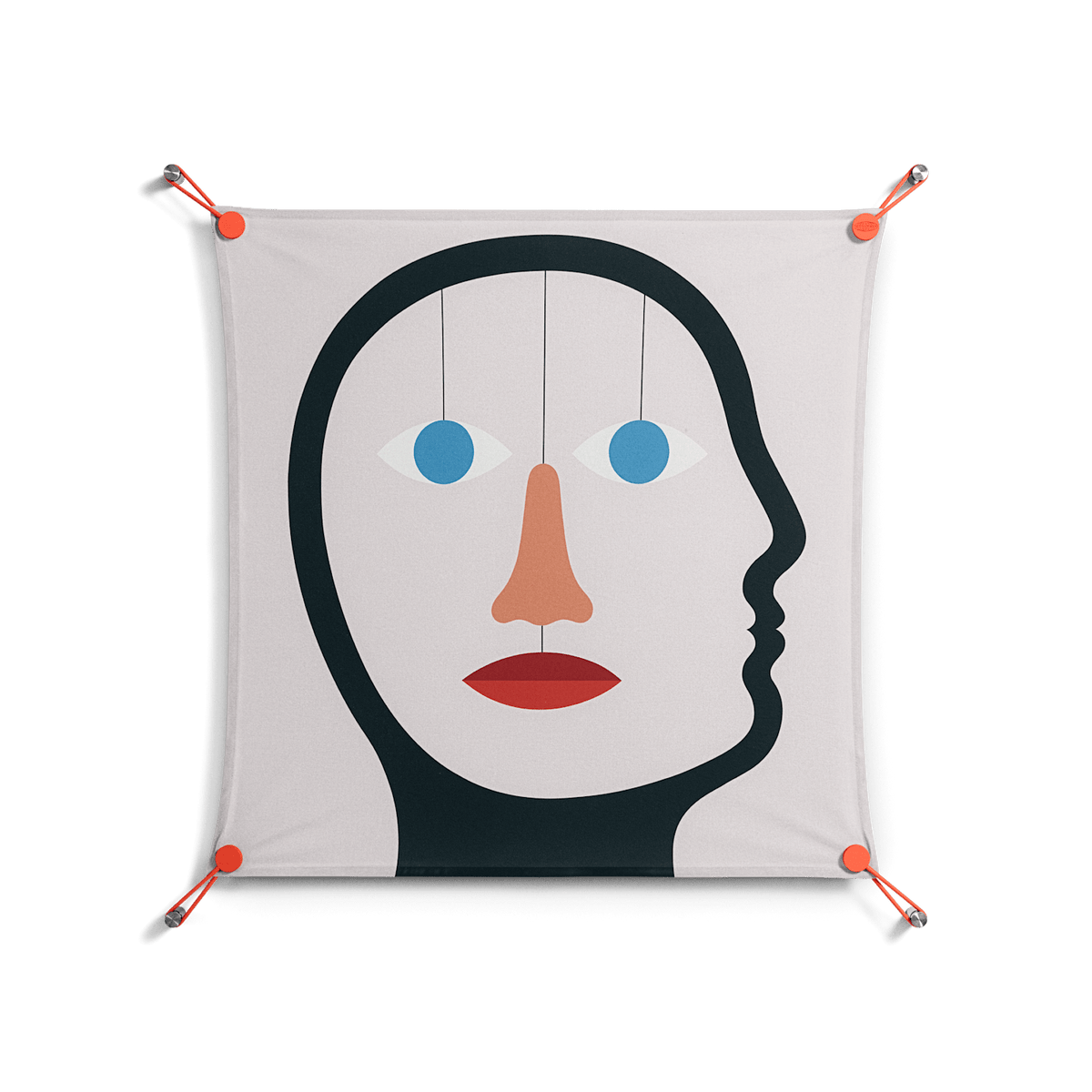 En_Suspend - Work On Wall - David Vanadia - Orange - 70 x 70 cm