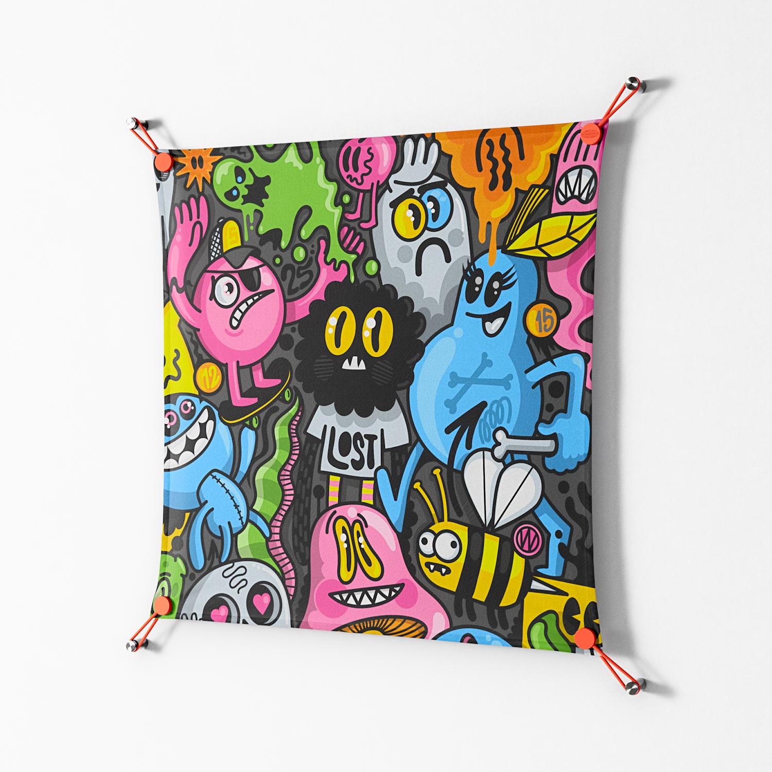 All The Good Guys - Work On Wall - Craig Watkins - Orange - 70 x 70 cm