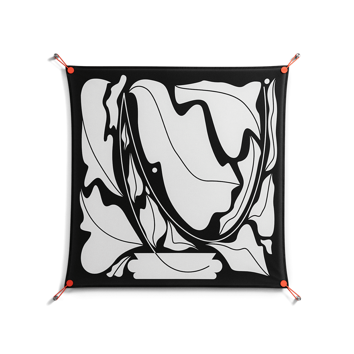 White Flowers - Work On Wall - Konrad Blaszczyk - Orange - 90 x 90 cm