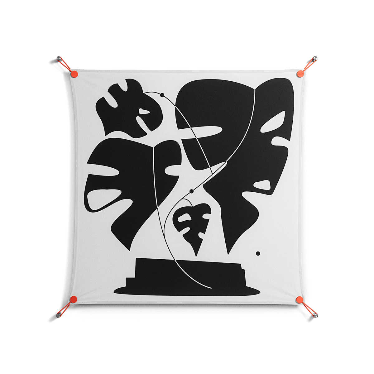 Monstera - Work On Wall - Konrad Blaszczyk - Orange - 90 x 90 cm