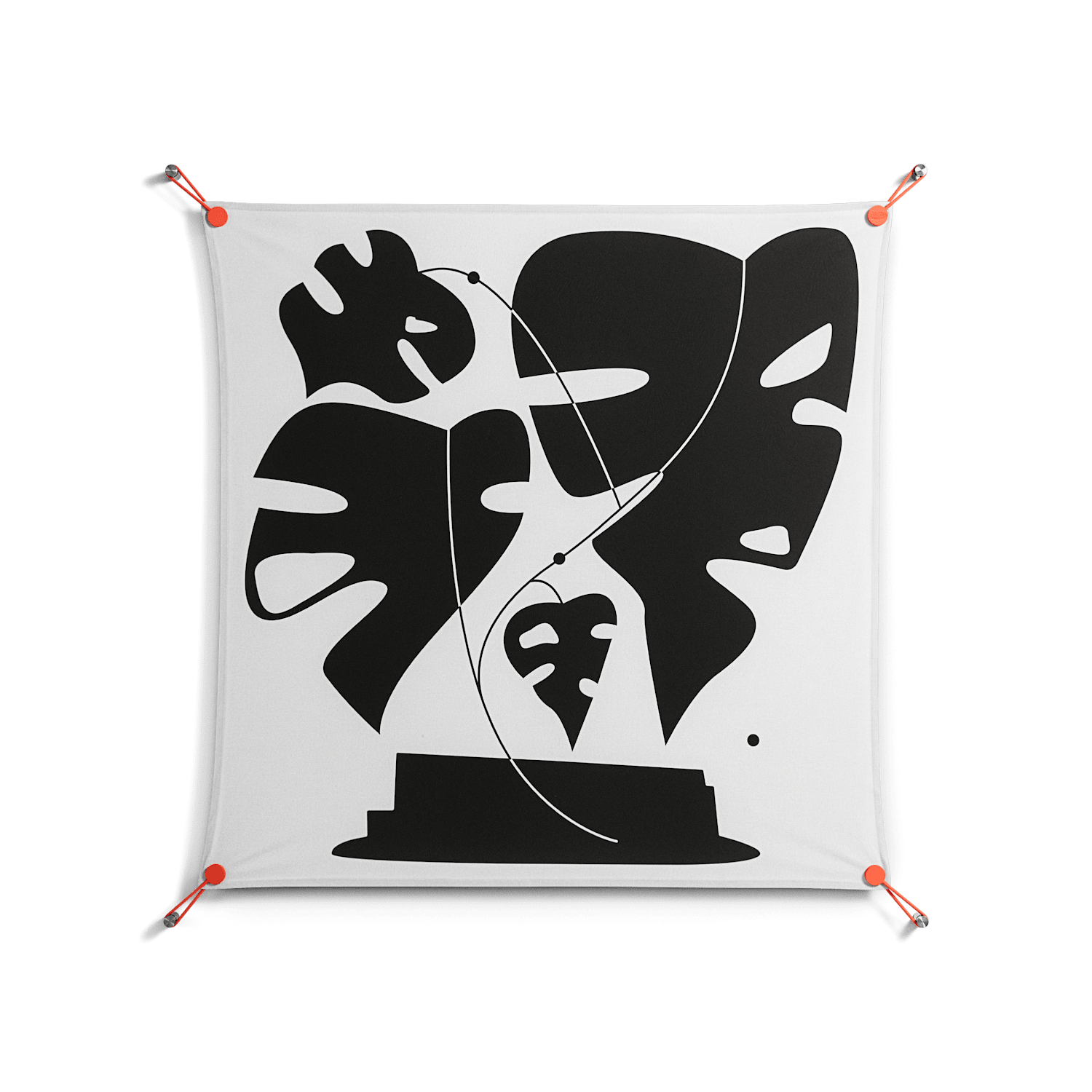 Monstera - Work On Wall - Konrad Blaszczyk - Orange - 90 x 90 cm