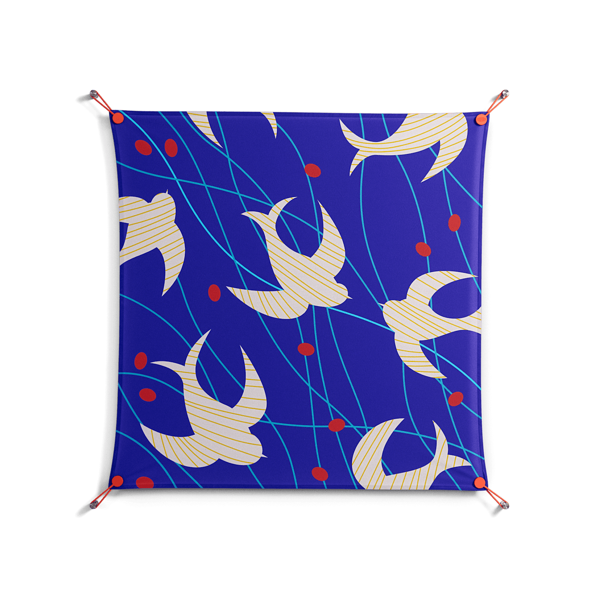 Birds A - Work On Wall - Heather Zhou - Orange - 90 x 90 cm