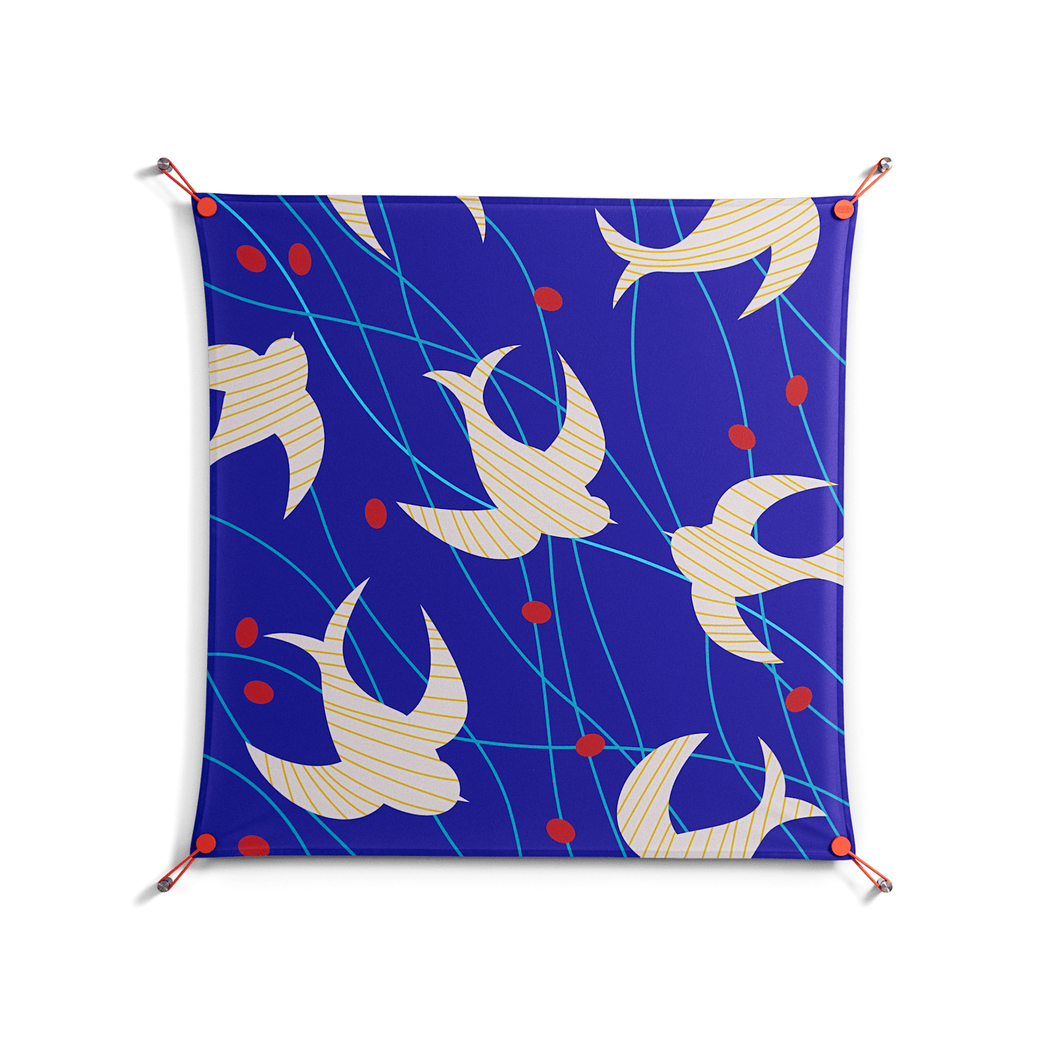 Birds A - Work On Wall - Heather Zhou - Orange - 90 x 90 cm