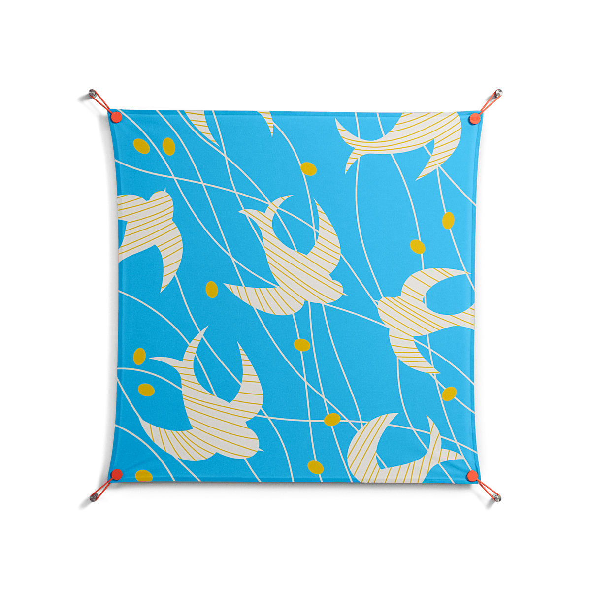 Birds B - Work On Wall - Heather Zhou - Orange - 90 x 90 cm