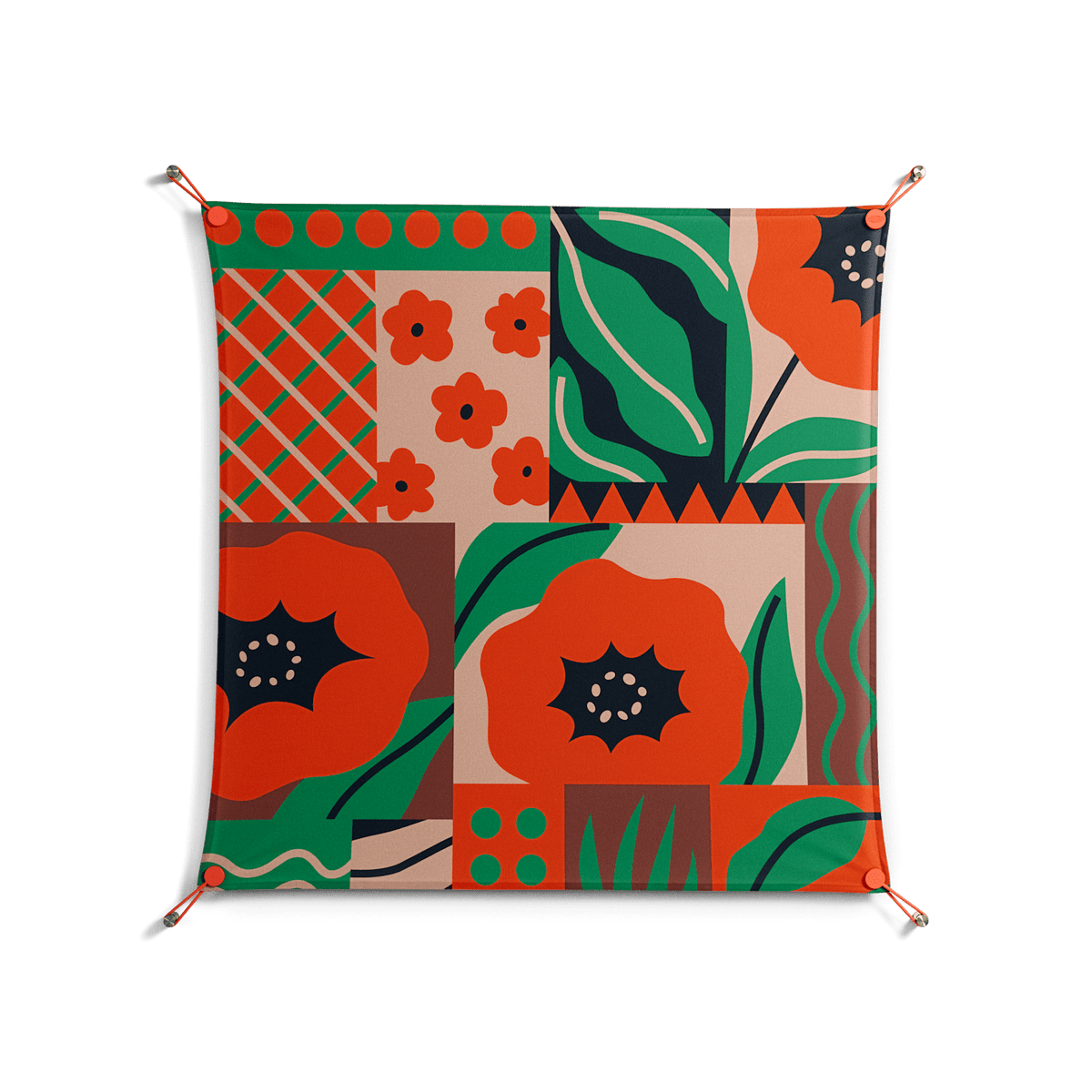 Flower B - Work On Wall - Heather Zhou - Orange - 90 x 90 cm