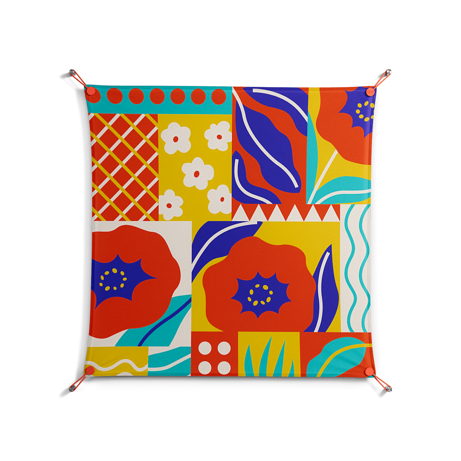 Flower A - Work On Wall - Heather Zhou - Orange - 90 x 90 cm