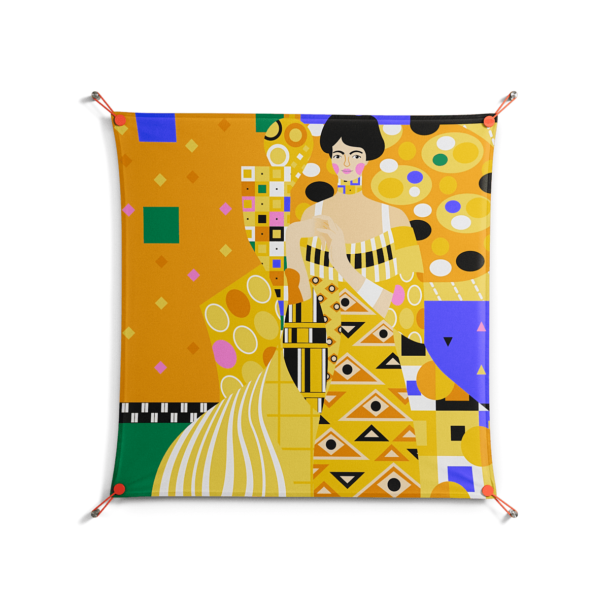 Klimt - Work On Wall - Heather Zhou - Orange - 90 x 90 cm
