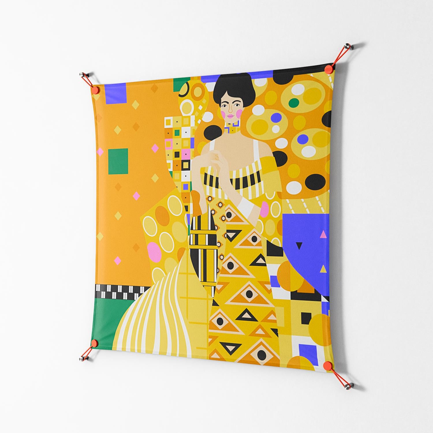 Klimt - Work On Wall - Heather Zhou - Orange - 90 x 90 cm
