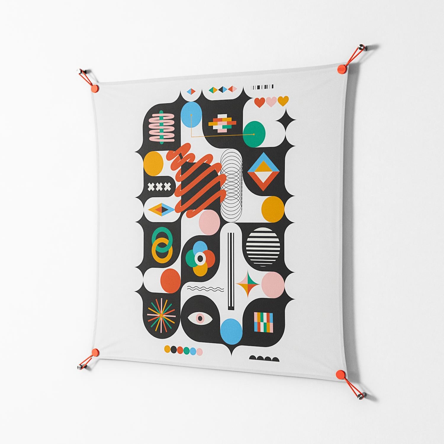 Connections - Work On Wall - Vratislav Pecka - Orange - 90 x 90 cm