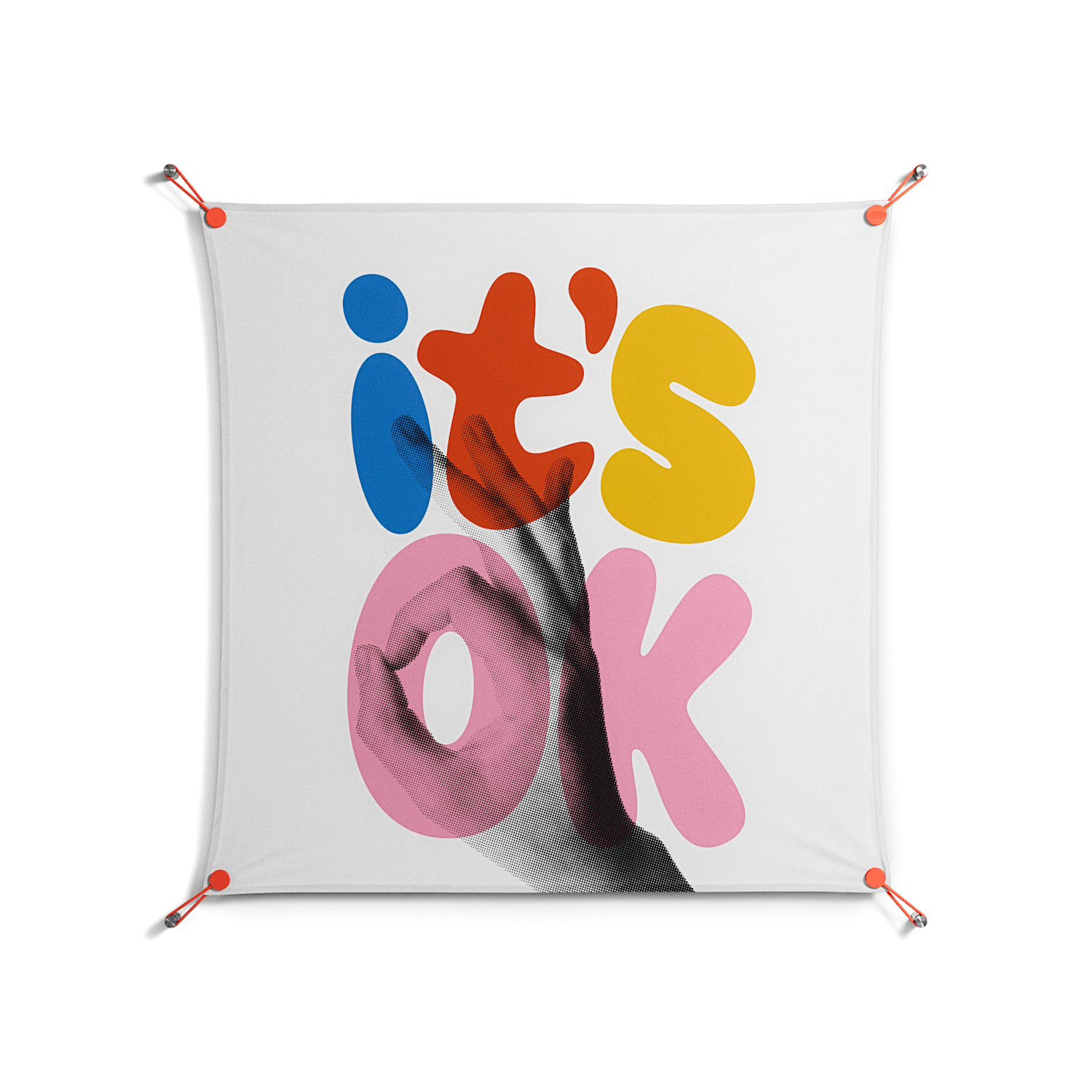 Its Ok - Work On Wall - Vratislav Pecka - Orange - 90 x 90 cm