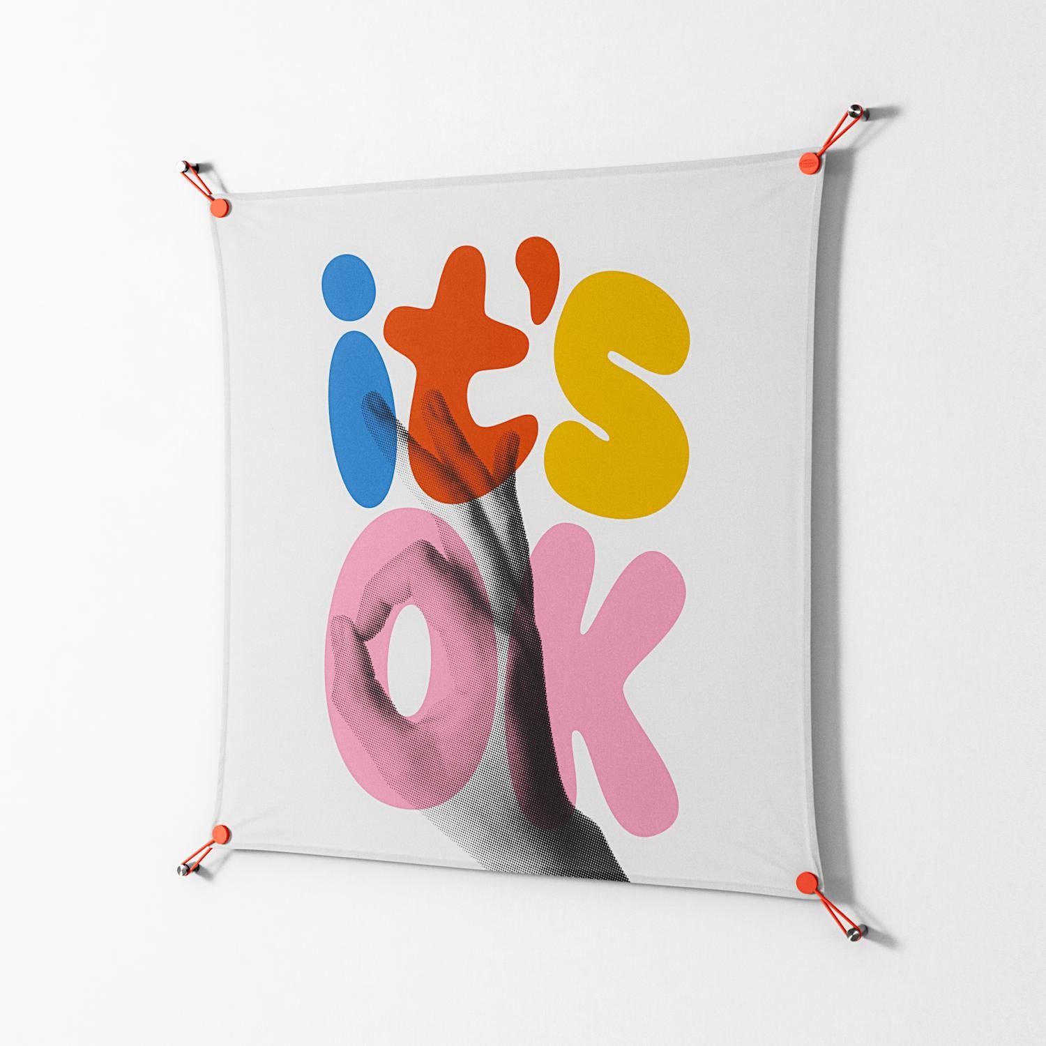Its Ok - Work On Wall - Vratislav Pecka - Orange - 90 x 90 cm