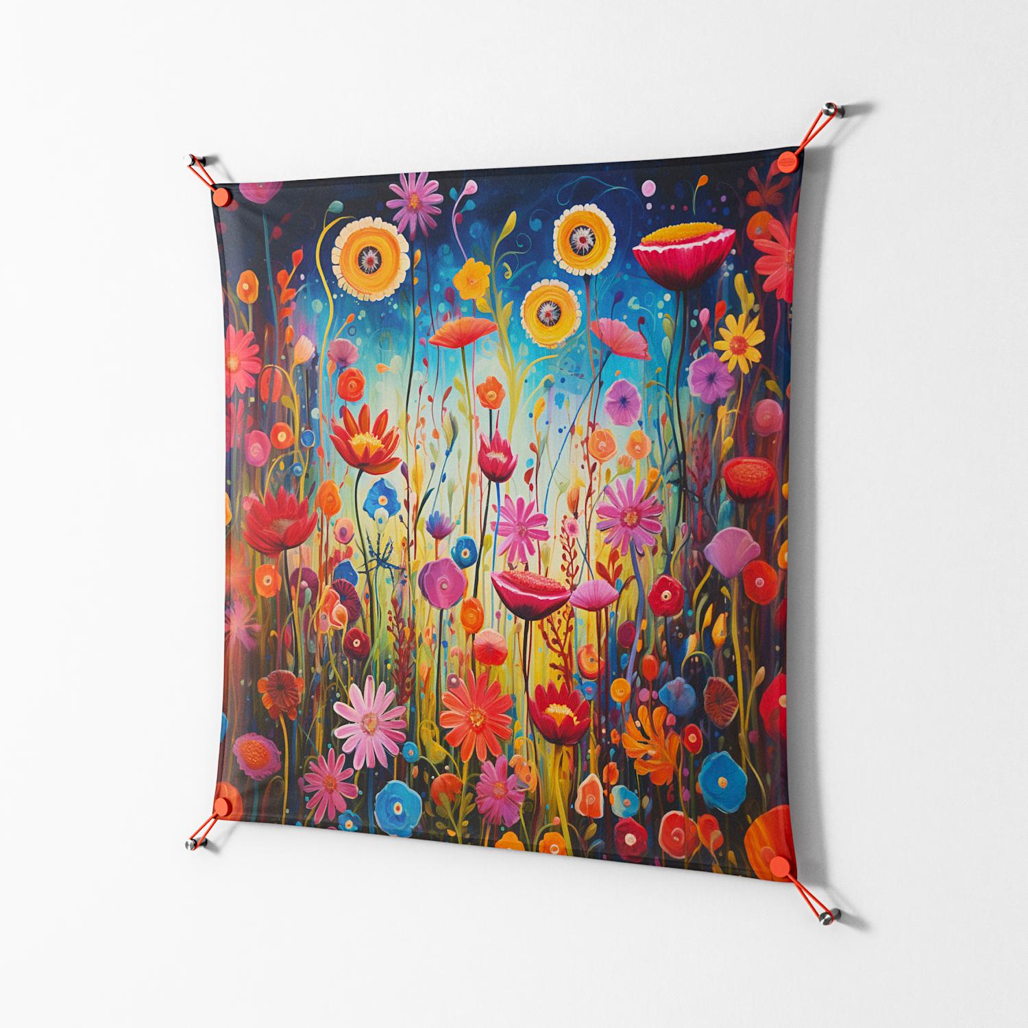 Greatful Meadow - Work On Wall - Nur Rydberg - Orange - 90 x 90 cm
