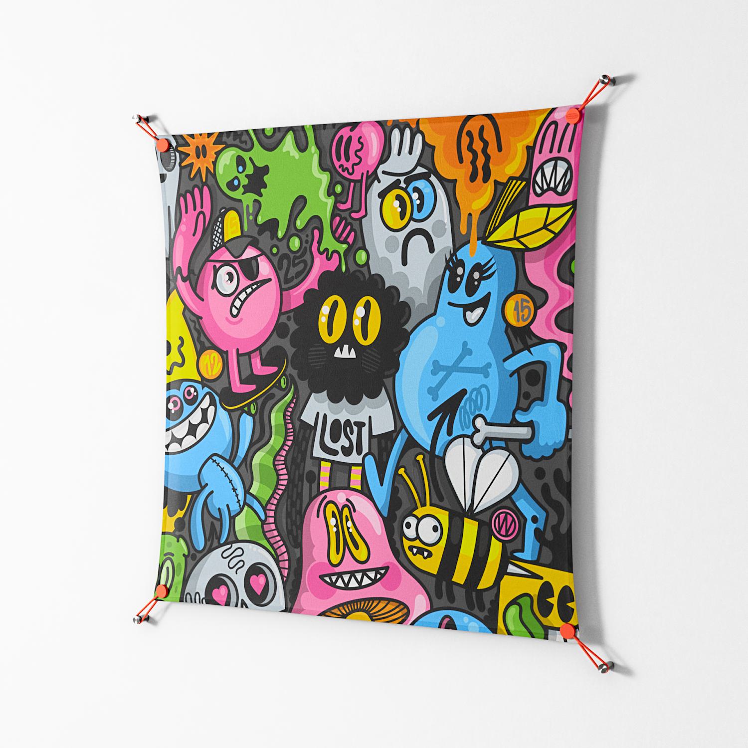 All The Good Guys - Work On Wall - Craig Watkins - Orange - 90 x 90 cm