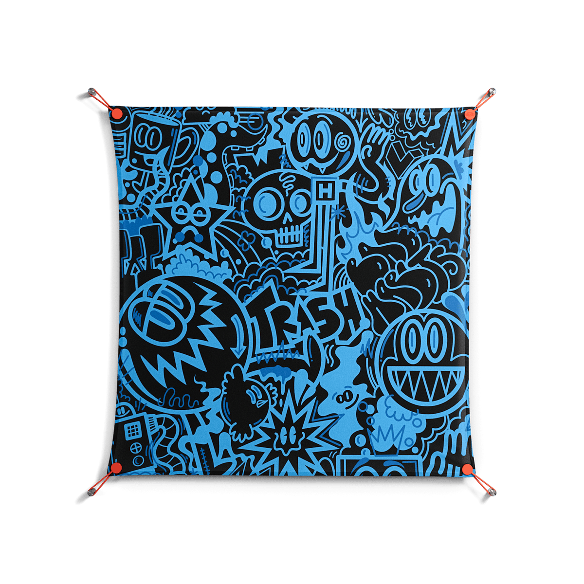 The Blue Line - Work On Wall - Craig Watkins - Orange - 90 x 90 cm