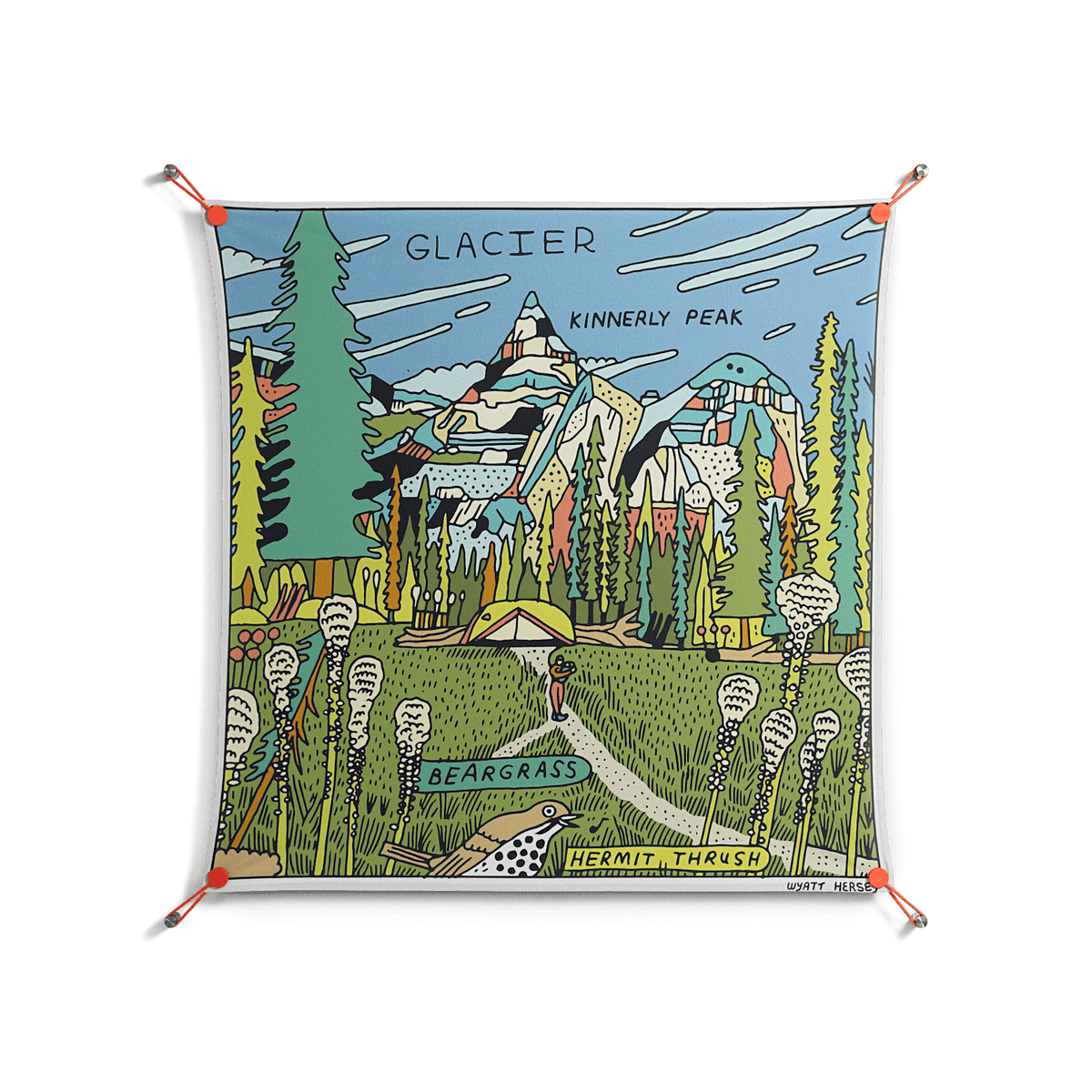 Glacier - Work On Wall - Wyatt Hersey - Orange - 90 x 90 cm