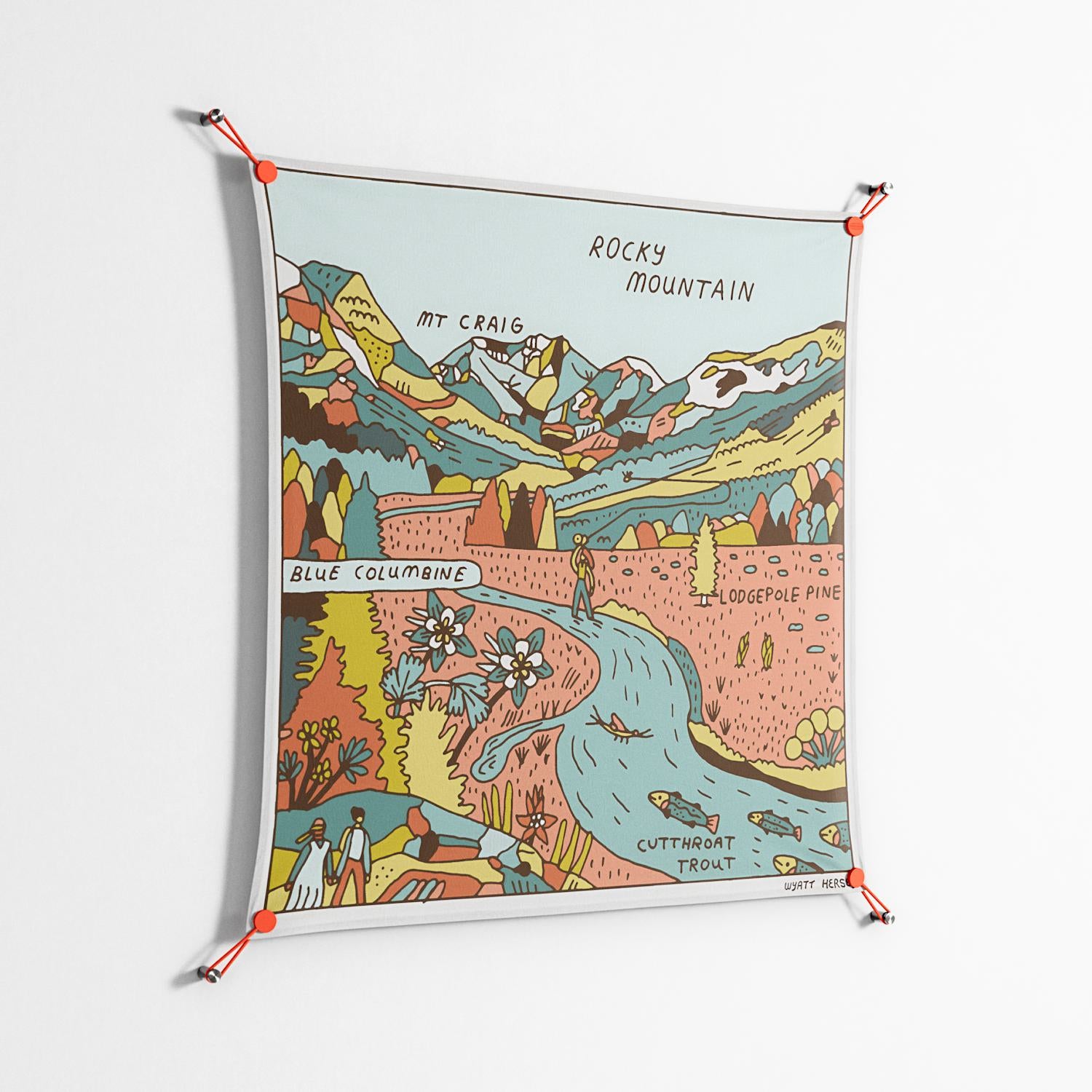 Rocky Mountain - Work On Wall - Wyatt Hersey - Orange - 90 x 90 cm