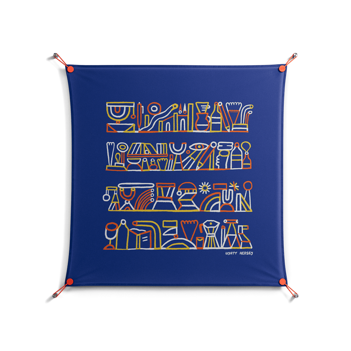 Shelves - Work On Wall - Wyatt Hersey - Orange - 90 x 90 cm